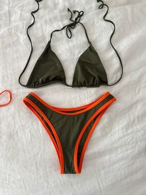 TAN+LINES ARMY GREEN BIKINI